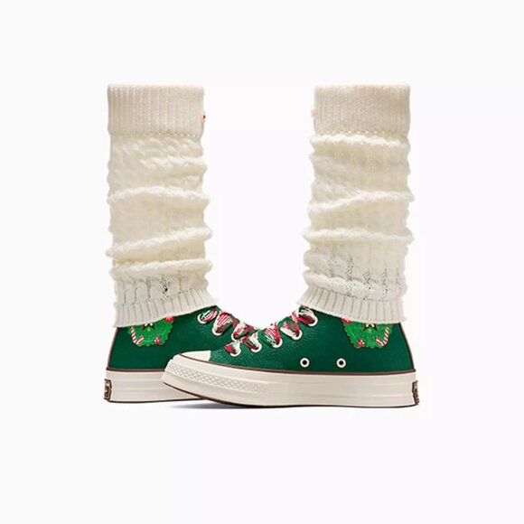 Converse W Chuck 70 High 'X-Mas Gingerbread & Knit Sock Sneakers A12455C MENS 10 - Picture 12 of 16